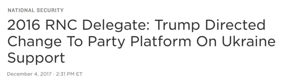 NPR headline 2017 - Bucks County Beacon - Republican Selective Amnesia About Ukraine