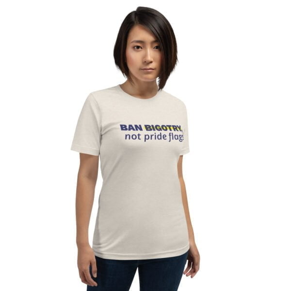 unisex staple t shirt heather dust front 63d991a9c3d2b - Bucks County Beacon - "Ban Bigotry, not pride flags." Unisex t-shirt