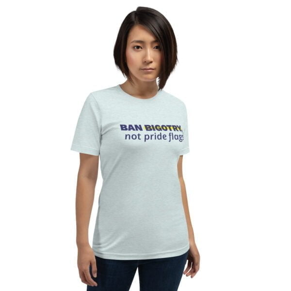unisex staple t shirt heather prism ice blue front 63d991aa1c077 - Bucks County Beacon - "Ban Bigotry, not pride flags." Unisex t-shirt