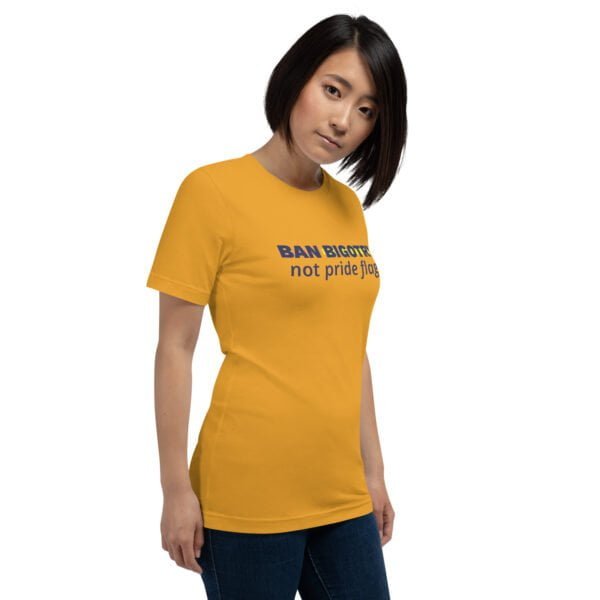 unisex staple t shirt mustard right front 63d991a9d5e1e - Bucks County Beacon - "Ban Bigotry, not pride flags." Unisex t-shirt