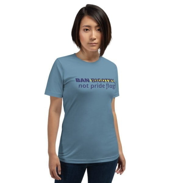 unisex staple t shirt steel blue front 63d991a9c93f2 - Bucks County Beacon - "Ban Bigotry, not pride flags." Unisex t-shirt