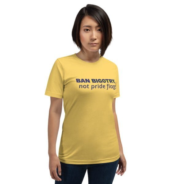 unisex staple t shirt yellow front 63d991a9efa42 - Bucks County Beacon - "Ban Bigotry, not pride flags." Unisex t-shirt