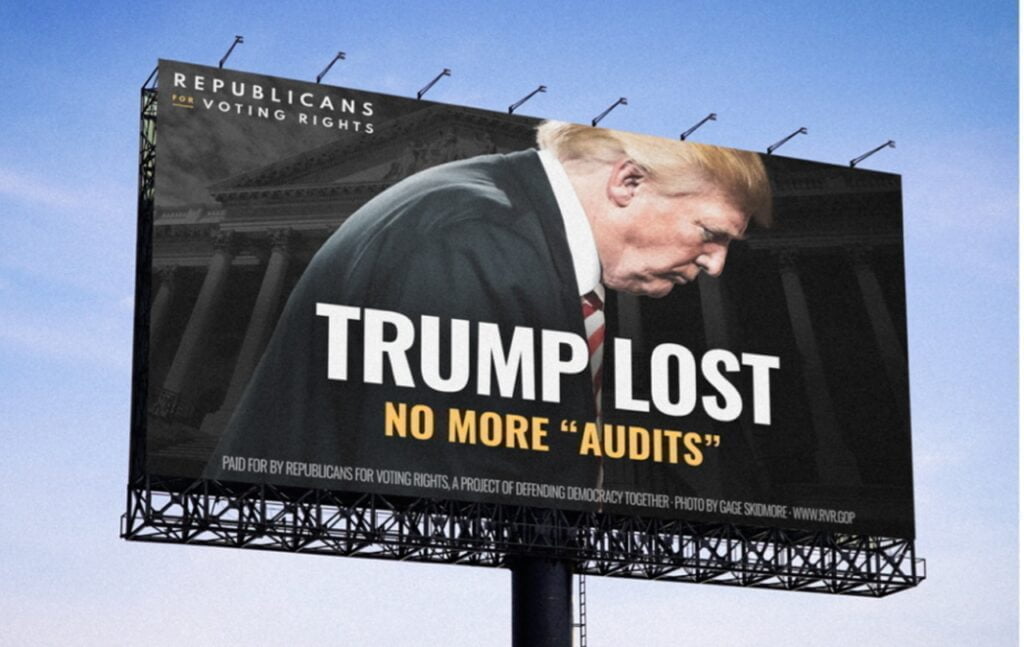 D6ZZQOOL7ZFORP7NKPWIKSUNTY - Bucks County Beacon - Republican group is behind billboards with message: ‘Trump lost’ 