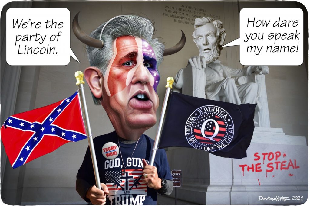 Kevin McCarthy Big Lie Cartoon 3x2 - Bucks County Beacon - QAnon, the Republican Party, and the Politics of Moral Crusades