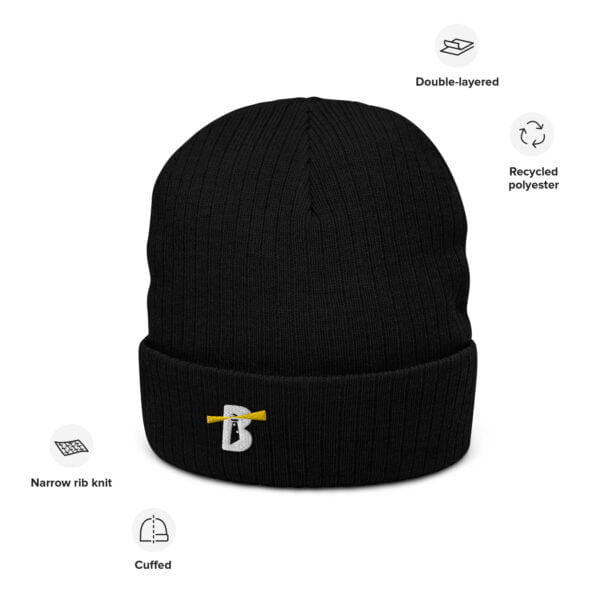 ribbed knit beanie black front 6374f4bd57a59
