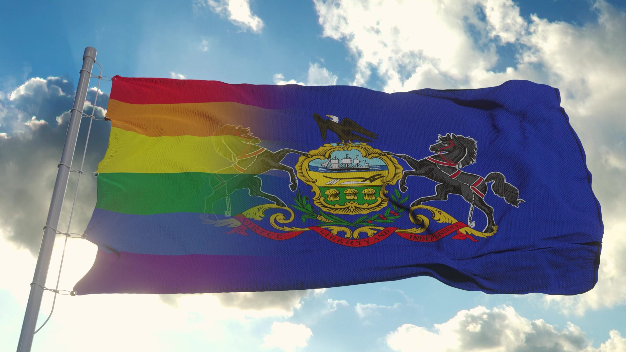 LGBTQ flag with PA flag