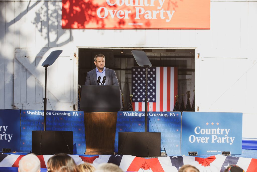 Adam Kinzinger Kamala Harris Washington Crossing - Bucks County Beacon - Photo Essay: Kamala Harris Rally in Bucks County Showcases Republican Supporters Who Are Putting 'Country Over Party'