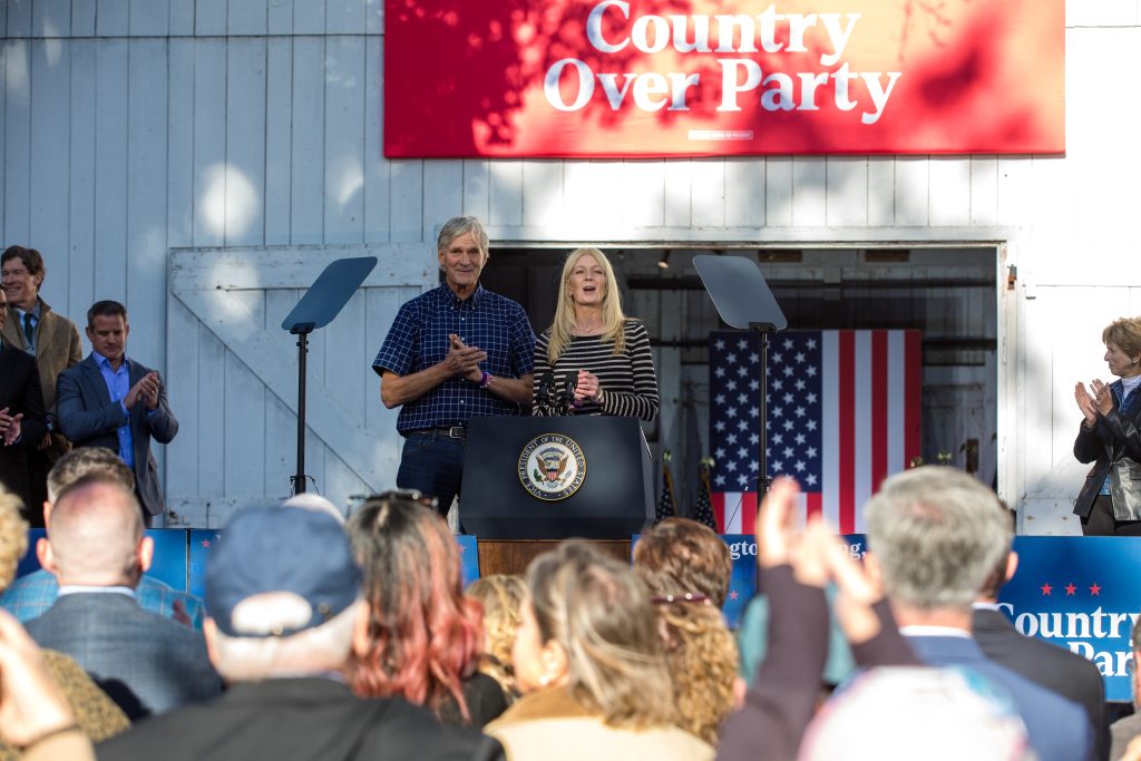 Farmers Bob and Kristina Lange Washington Crossing - Bucks County Beacon - Photo Essay: Kamala Harris Rally in Bucks County Showcases Republican Supporters Who Are Putting 'Country Over Party'