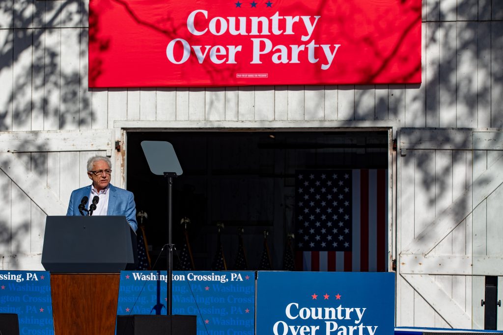 Jim Greenwood Kamala Harris Washington Crossing - Bucks County Beacon - Photo Essay: Kamala Harris Rally in Bucks County Showcases Republican Supporters Who Are Putting 'Country Over Party'