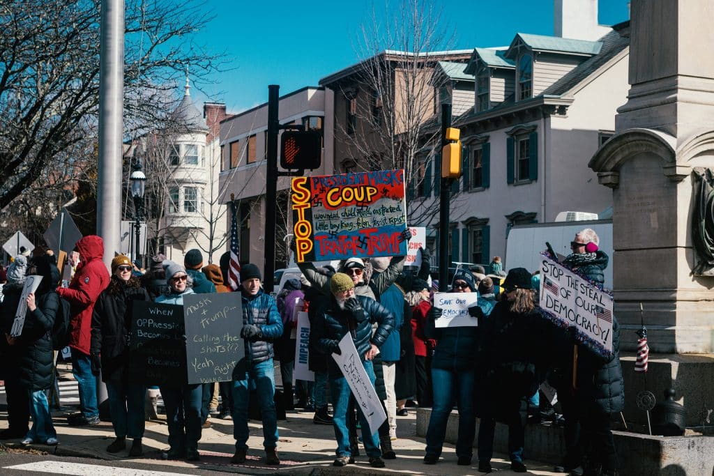 Doylestown 4a - Bucks County Beacon - Photo Essay: Hundreds of Protesters Rally Against Donald Trump and Elon Musk in Doylestown on President's Day