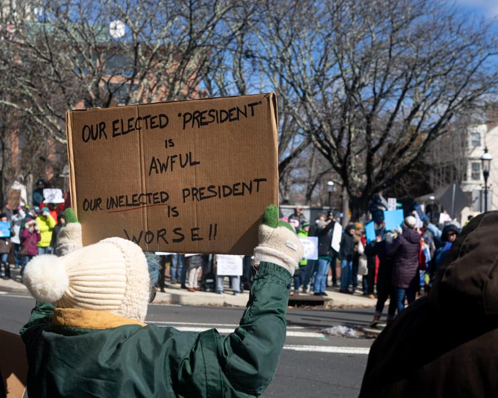 Doylestown 5a - Bucks County Beacon - Photo Essay: Hundreds of Protesters Rally Against Donald Trump and Elon Musk in Doylestown on President's Day