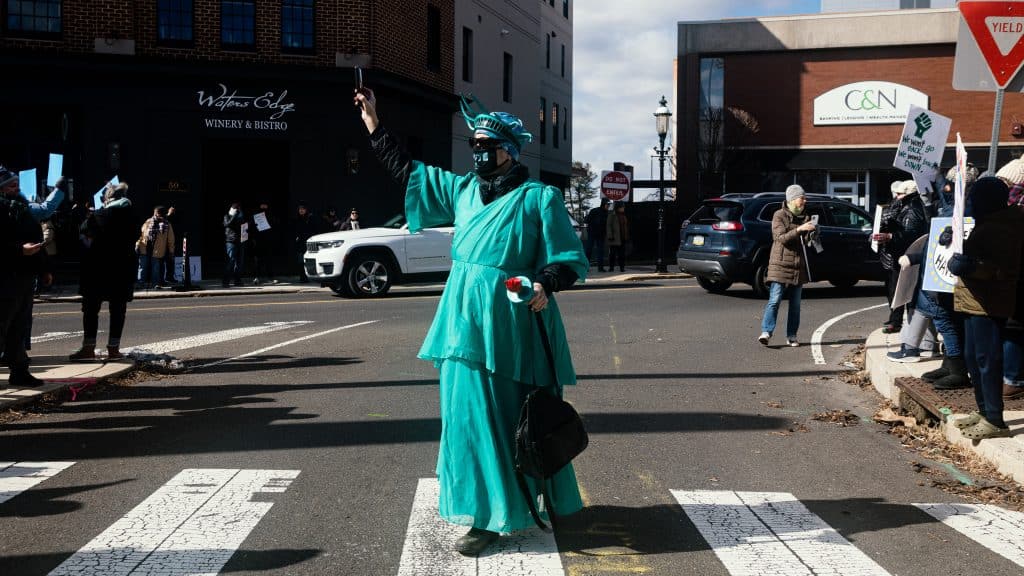 Doylestown 8a - Bucks County Beacon - Photo Essay: Hundreds of Protesters Rally Against Donald Trump and Elon Musk in Doylestown on President's Day