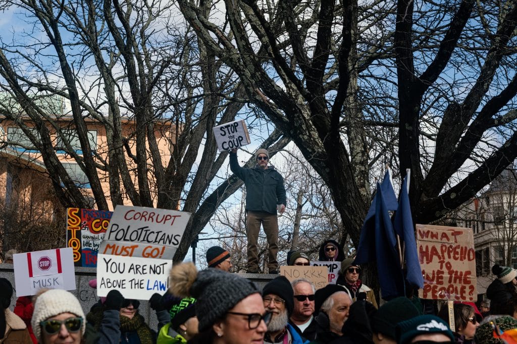 Doylestown 9a - Bucks County Beacon - Photo Essay: Hundreds of Protesters Rally Against Donald Trump and Elon Musk in Doylestown on President's Day