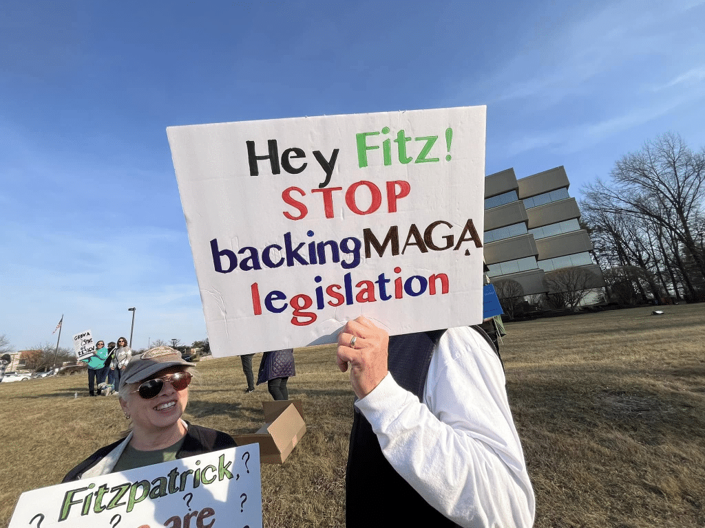 image - Bucks County Beacon - Photo Essay: Bucks County Residents Protest Republican Congressman Brian Fitzpatrick for St. Patrick's Day