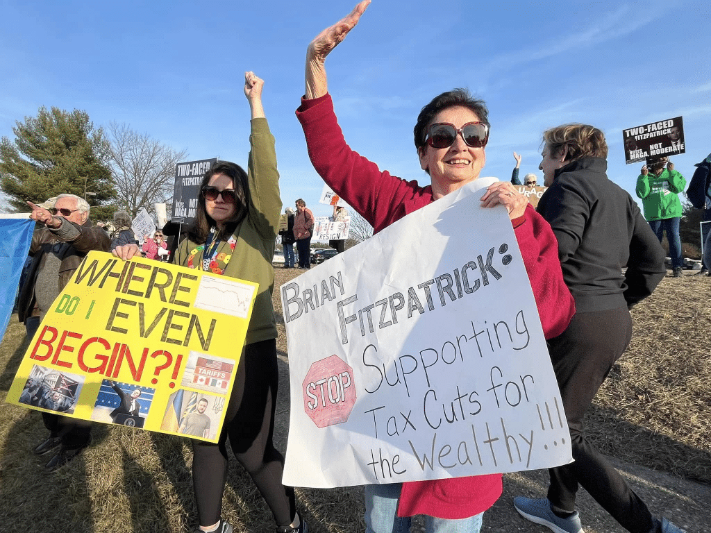 image 15 - Bucks County Beacon - Photo Essay: Bucks County Residents Protest Republican Congressman Brian Fitzpatrick for St. Patrick's Day