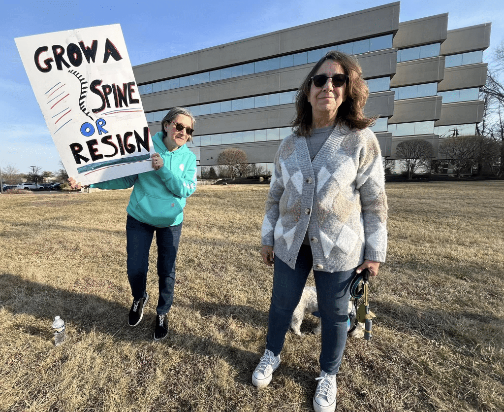 image 2 - Bucks County Beacon - Photo Essay: Bucks County Residents Protest Republican Congressman Brian Fitzpatrick for St. Patrick's Day