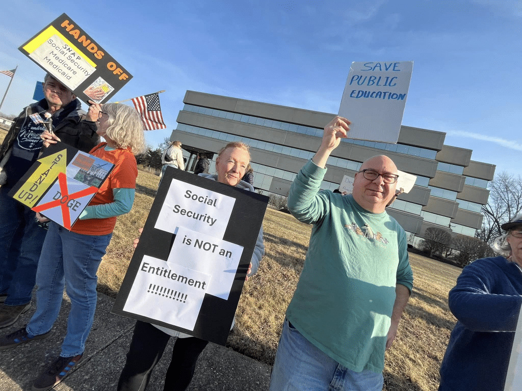 image 4 - Bucks County Beacon - Photo Essay: Bucks County Residents Protest Republican Congressman Brian Fitzpatrick for St. Patrick's Day