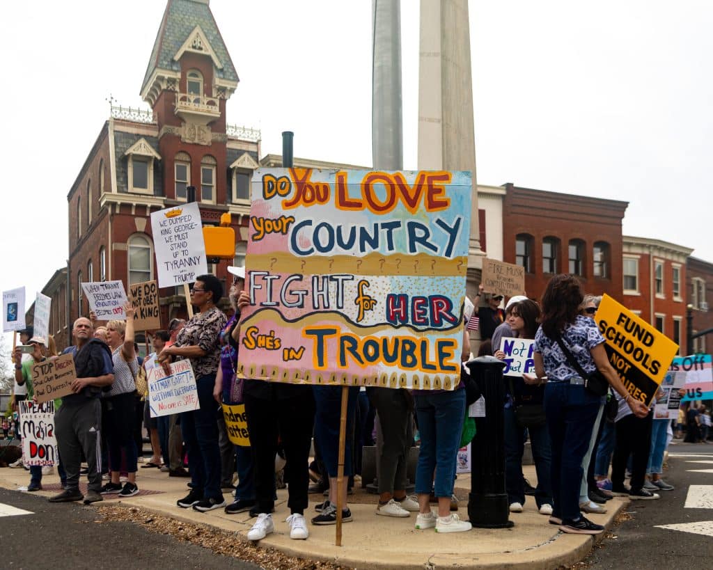 Doylestown April 19 2a - Bucks County Beacon - Photo Essay: Doylestown Action League's 'Day of Action' Against the Trump Administration's Assault on Democracy