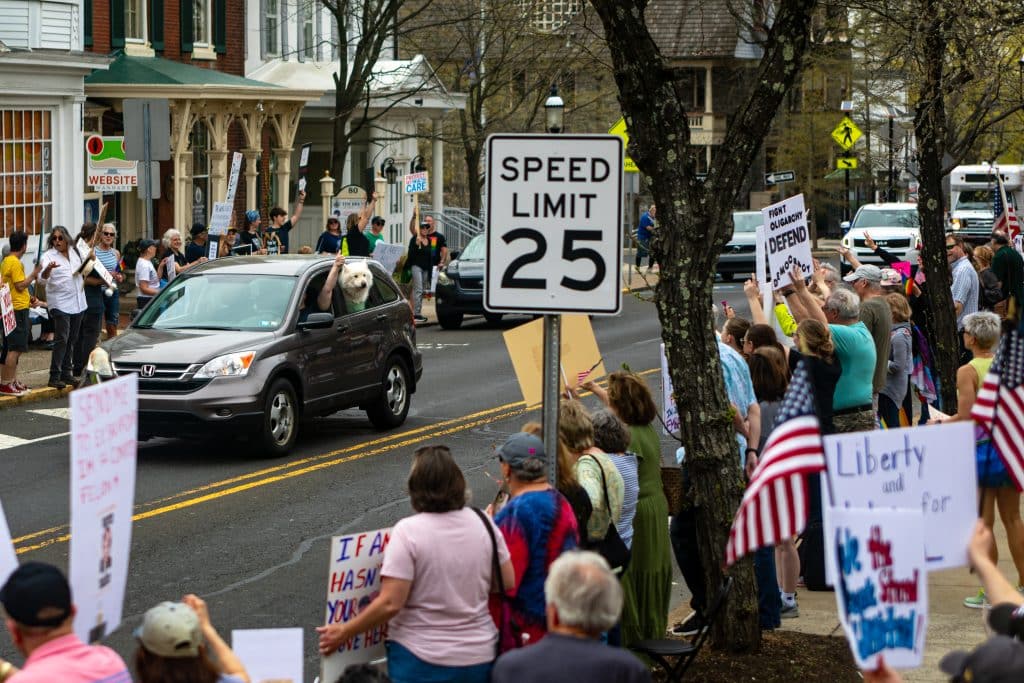 Doylestown April 19 5 - Bucks County Beacon - Photo Essay: Doylestown Action League's 'Day of Action' Against the Trump Administration's Assault on Democracy