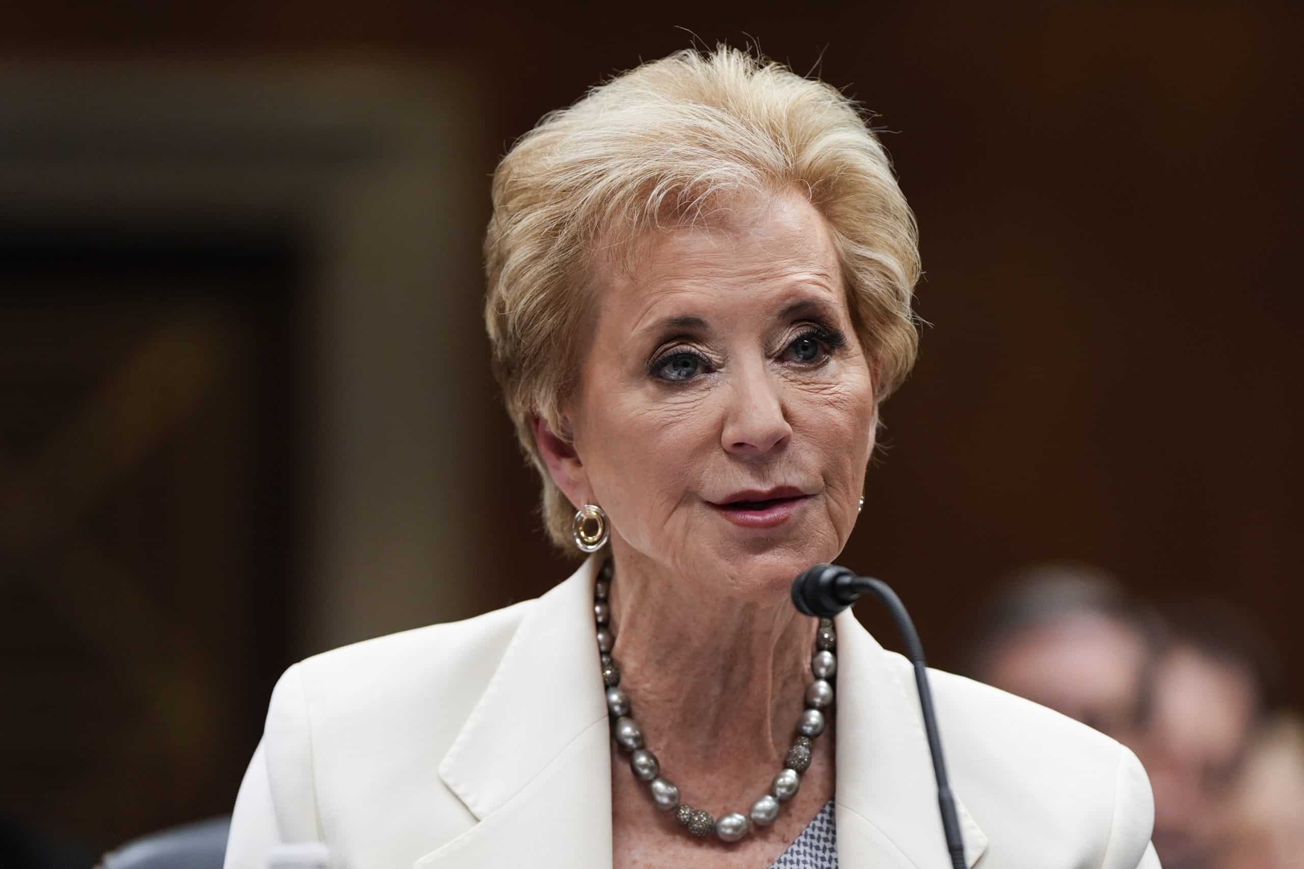 Secretary of Education Linda McMahon scaled - Bucks County Beacon - Education Department Says It Will Release Billions in Remaining Withheld Grant Money for Schools