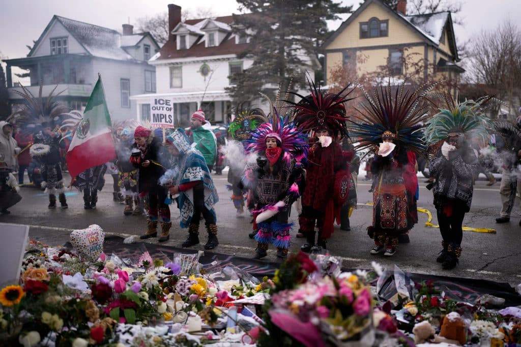 ICE Protest Aztec Dancers - Bucks County Beacon - Anti-ICE Nationwide Protests in Photos