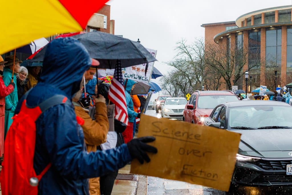 ICE Protest Doylestown Line Street B - Bucks County Beacon - Photo Essay: Protest in Doylestown in Opposition to Trump, ICE Murder, and Venezuela Coup