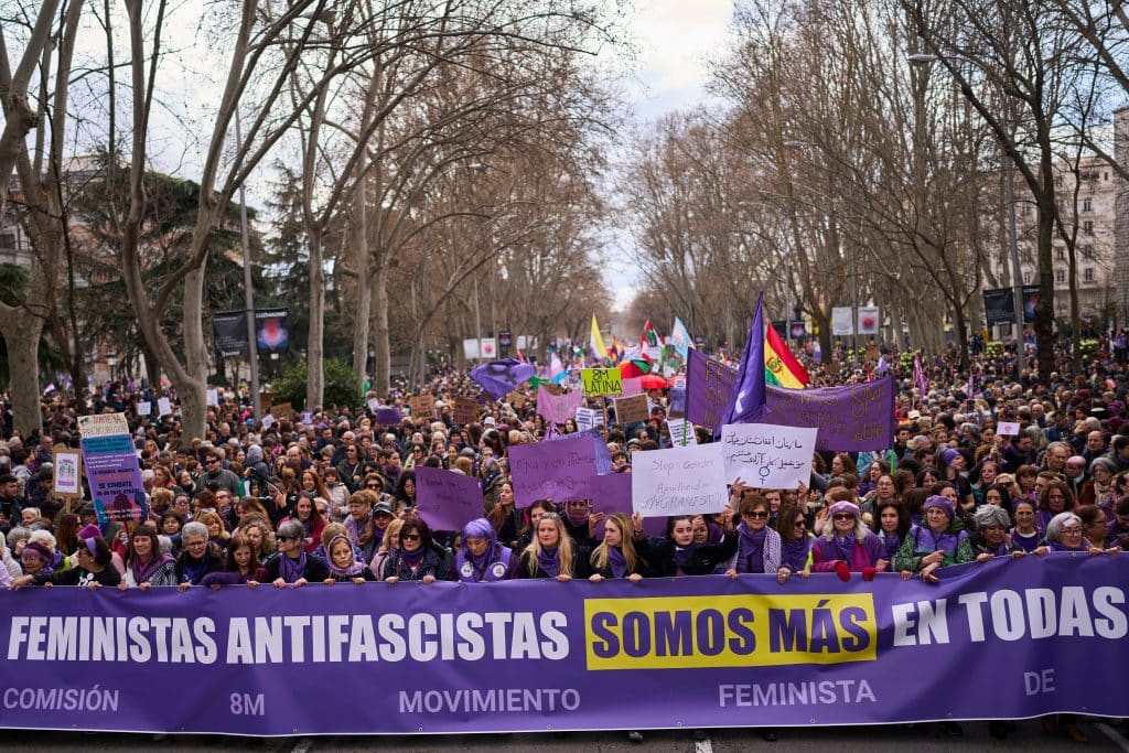 IWD Spain antifascist 1 - Bucks County Beacon - Photo Essay: International Women's Day Celebrations and Protests Around the World