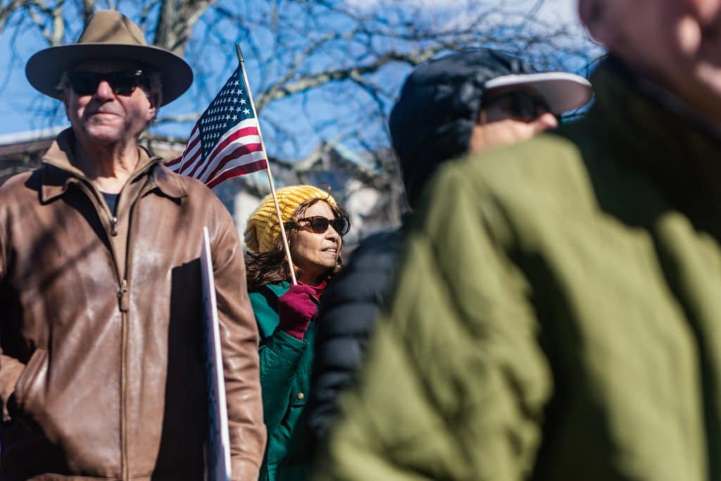 No Kings 3 Doylestown PA Women Flag - Bucks County Beacon - This Is What Democracy Looks Like: 'No Kings' Doylestown Protest in Photos