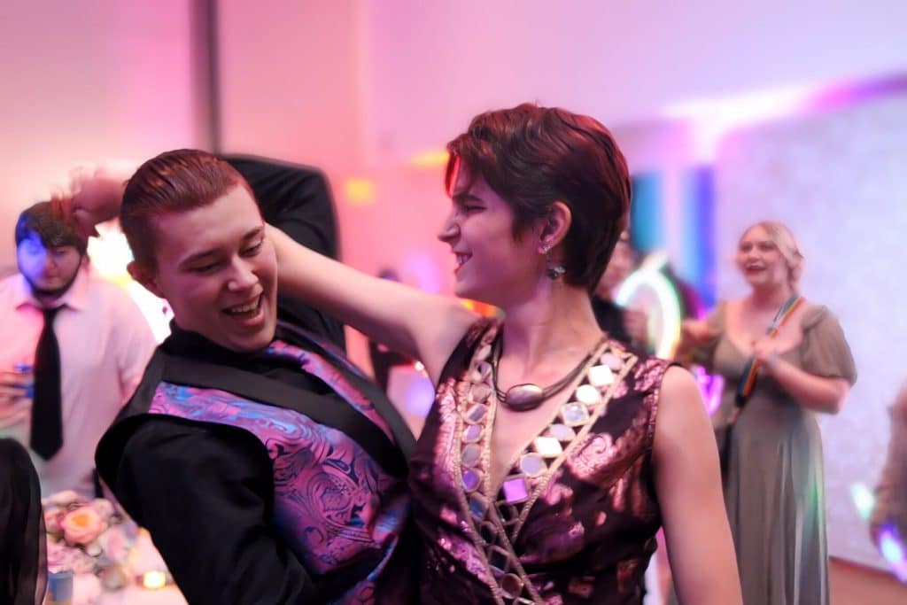 Queer Prom couple dancing - Bucks County Beacon - Photo Essay: Queer Prom Provides a Night of Joy and Belonging to Bucks County LGBTQ+ Youth