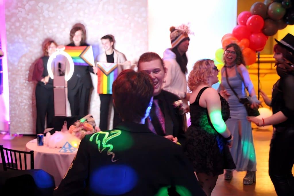 Queer Prom mingling - Bucks County Beacon - Photo Essay: Queer Prom Provides a Night of Joy and Belonging to Bucks County LGBTQ+ Youth