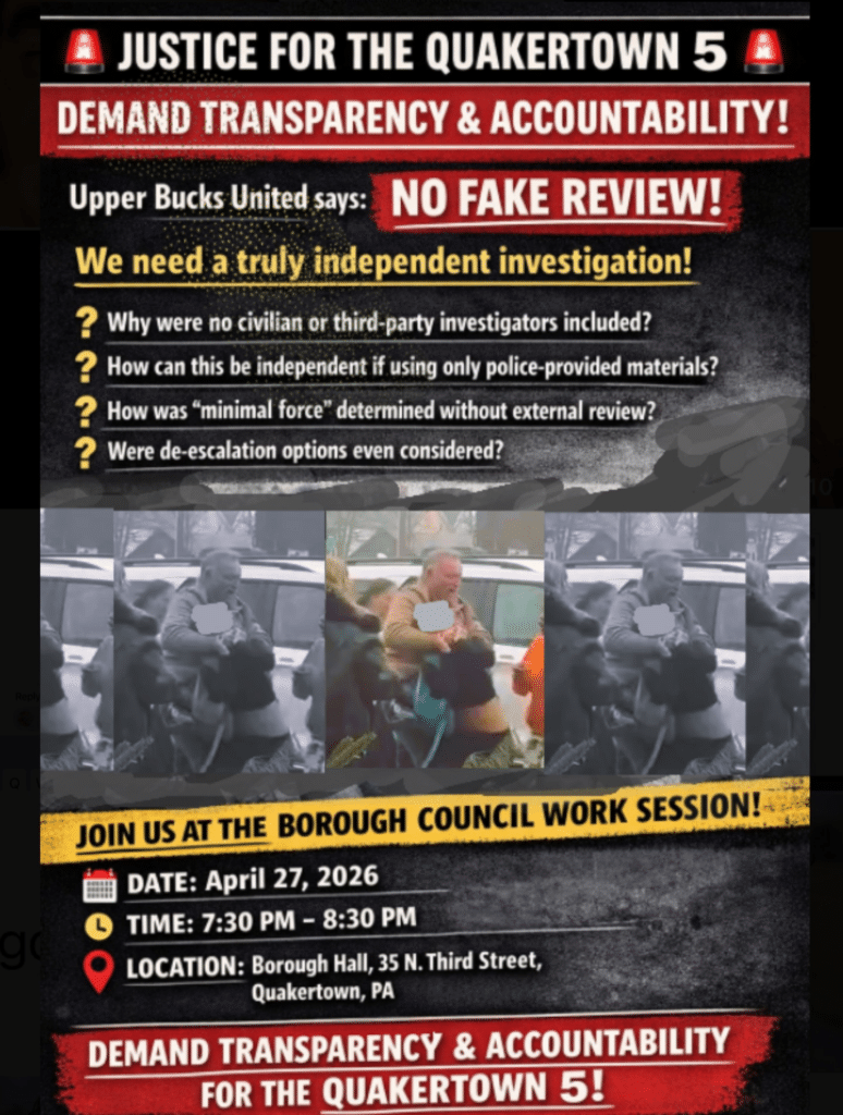 Justice for the Quakertown 5 Movement Continues to Demand Transparency and Police Accountability 1 image 4 - Bucks County Beacon - Justice for the Quakertown 5 Movement Continues to Demand Transparency and Police Accountability
