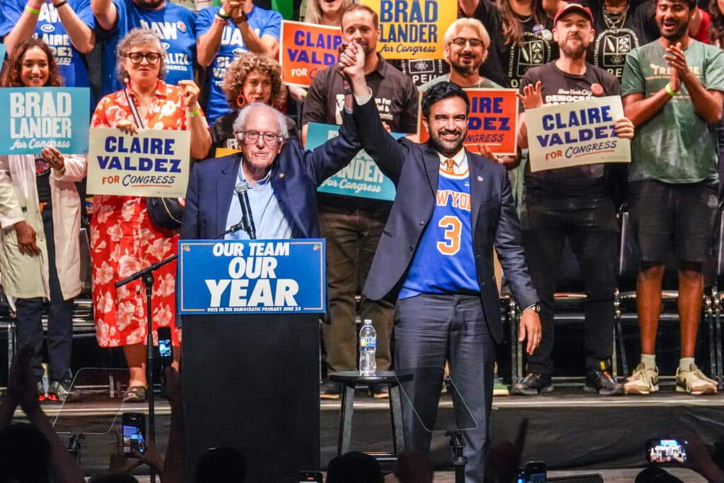 Mamdani and Sanders - Bucks County Beacon - Democratic Socialists Surge in Mayoral Races Across the Country as Anti-Trump Fervor Rises