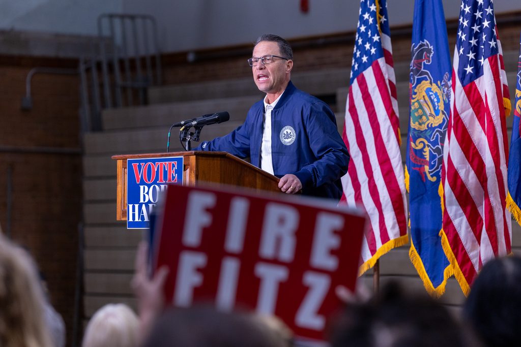 Shapiro Fire Fitzpatrick - Bucks County Beacon - Governor Josh Shapiro, Representatives Madeleine Dean and Hakeem Jeffries Headline Bucks County Rally for Bob Harvie